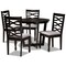 Baxton Studio Leda Grey Upholstered and Dark Brown Finished Wood 5-Piece Dining Set 169-9406-10898 - alternate 1